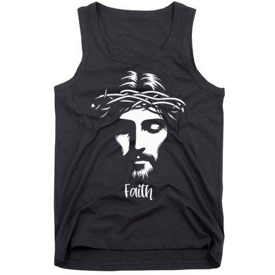 Beautiful Jesus Face Crown Of Thorns Christian Faith Peace Tank Top