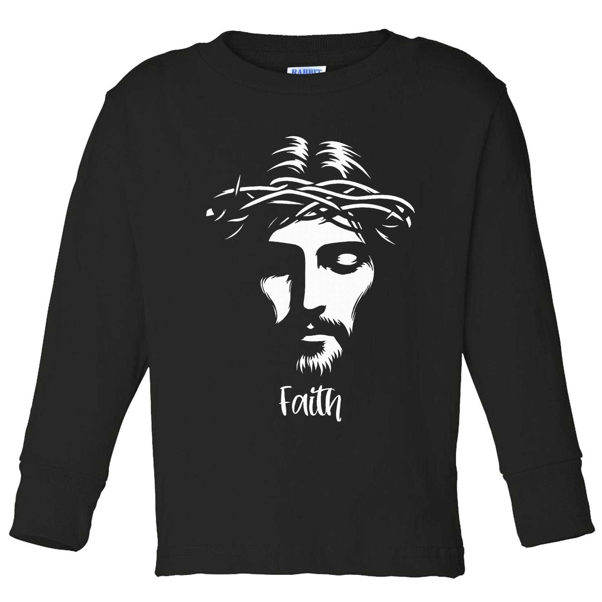 Beautiful Jesus Face Crown Of Thorns Christian Faith Peace Toddler Long Sleeve Shirt