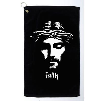 Beautiful Jesus Face Crown Of Thorns Christian Faith Peace Golf Towel