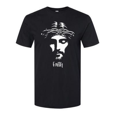 Beautiful Jesus Face Crown Of Thorns Christian Faith Peace Softstyle® CVC T-Shirt