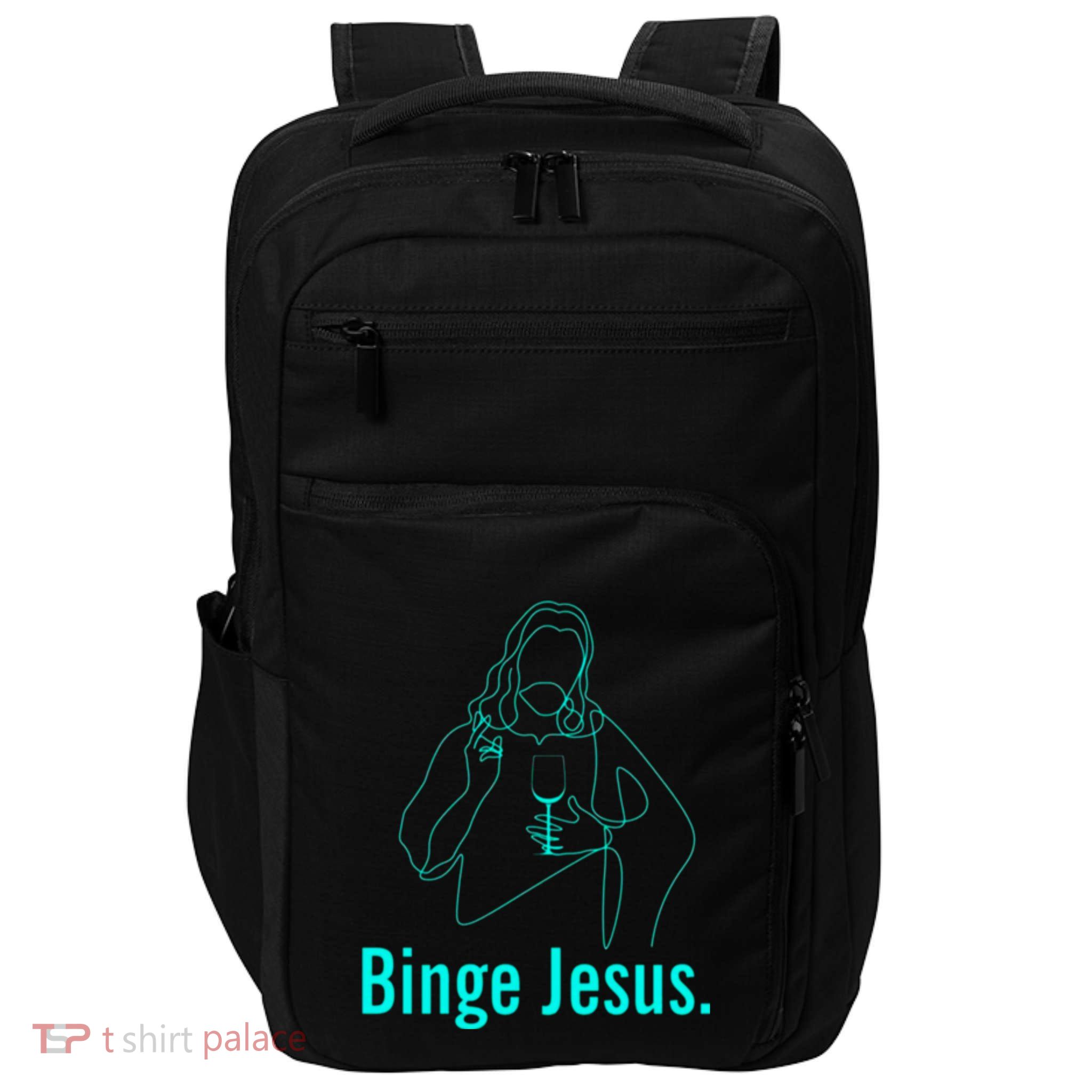Binge Jesus Funny Christian Impact Tech Backpack