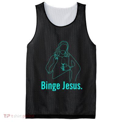 Binge Jesus Funny Christian Mesh Reversible Basketball Jersey Tank