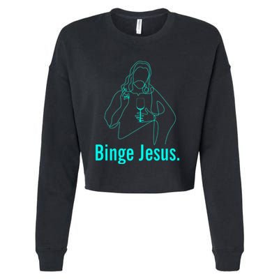 Binge Jesus Funny Christian Cropped Pullover Crew