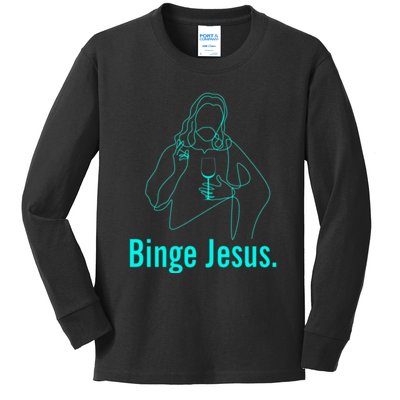 Binge Jesus Funny Christian Kids Long Sleeve Shirt