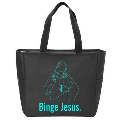 Binge Jesus Funny Christian Zip Tote Bag