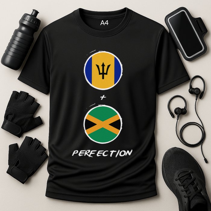 Barbados Jamaica Flag Perfection Bajan Barbadian Jamaican Cooling Performance Crew T-Shirt