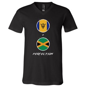 Barbados Jamaica Flag Perfection Bajan Barbadian Jamaican V-Neck T-Shirt