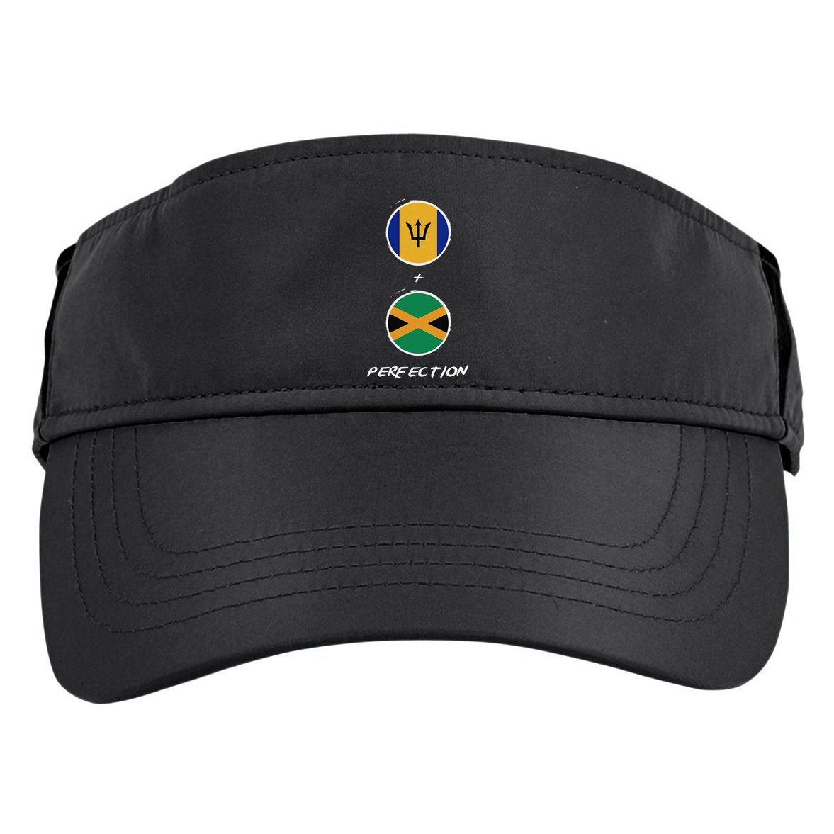 Barbados Jamaica Flag Perfection Bajan Barbadian Jamaican Adult Drive Performance Visor