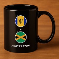 Barbados Jamaica Flag Perfection Bajan Barbadian Jamaican 11oz C Handle Ceramic Mug