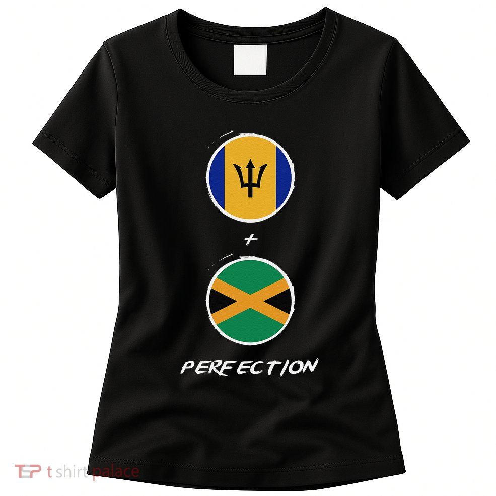 Barbados Jamaica Flag Perfection Bajan Barbadian Jamaican Womens T-Shirt