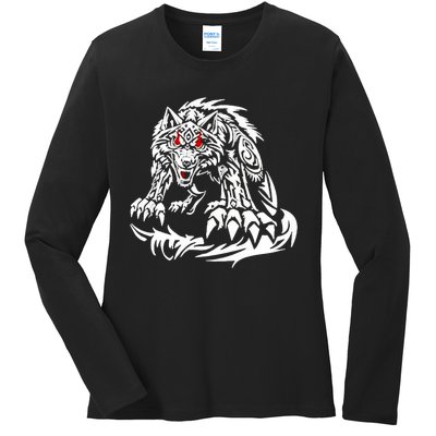 Black Jacob Fatu Wolf Ladies Long Sleeve Shirt