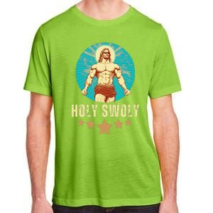 Bodybuilding Jesus Fitness Holy Swoly Funny Gym Adult ChromaSoft Performance T-Shirt