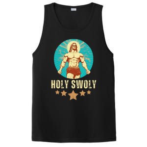 Bodybuilding Jesus Fitness Holy Swoly Funny Gym PosiCharge Competitor Tank