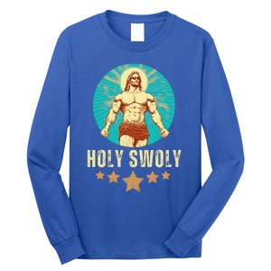 Bodybuilding Jesus Fitness Holy Swoly Funny Gym Long Sleeve Shirt