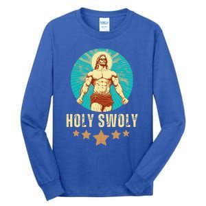 Bodybuilding Jesus Fitness Holy Swoly Funny Gym Tall Long Sleeve T-Shirt