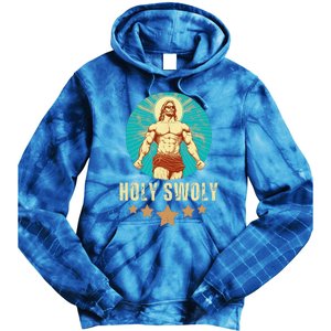 Bodybuilding Jesus Fitness Holy Swoly Funny Gym Tie Dye Hoodie