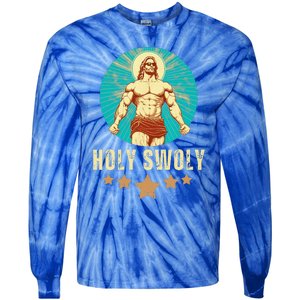 Bodybuilding Jesus Fitness Holy Swoly Funny Gym Tie-Dye Long Sleeve Shirt