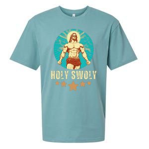 Bodybuilding Jesus Fitness Holy Swoly Funny Gym Sueded Cloud Jersey T-Shirt