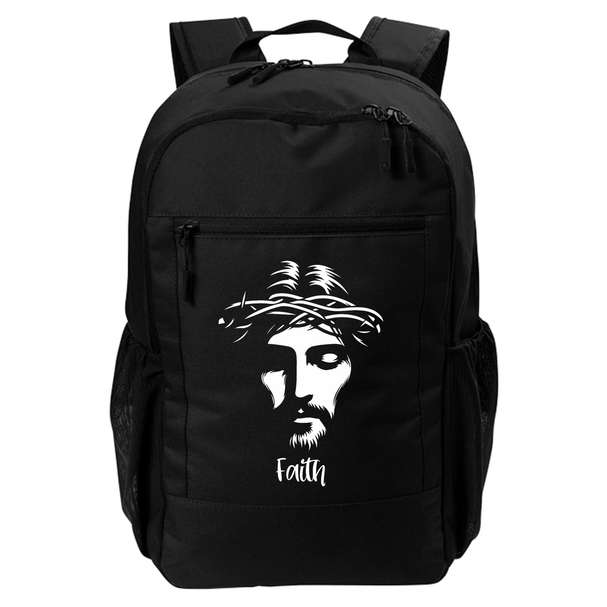 Beautiful Jesus Face Crown Of Thorns Christian Faith Peace Backpack