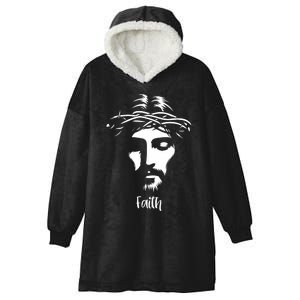 Beautiful Jesus Face Crown Of Thorns Christian Faith Peace Hooded Wearable Blanket