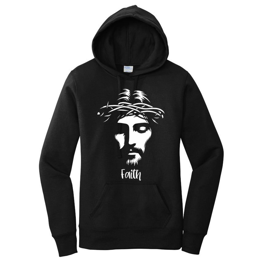 Beautiful Jesus Face Crown Of Thorns Christian Faith Peace Women's Pullover Hoodie