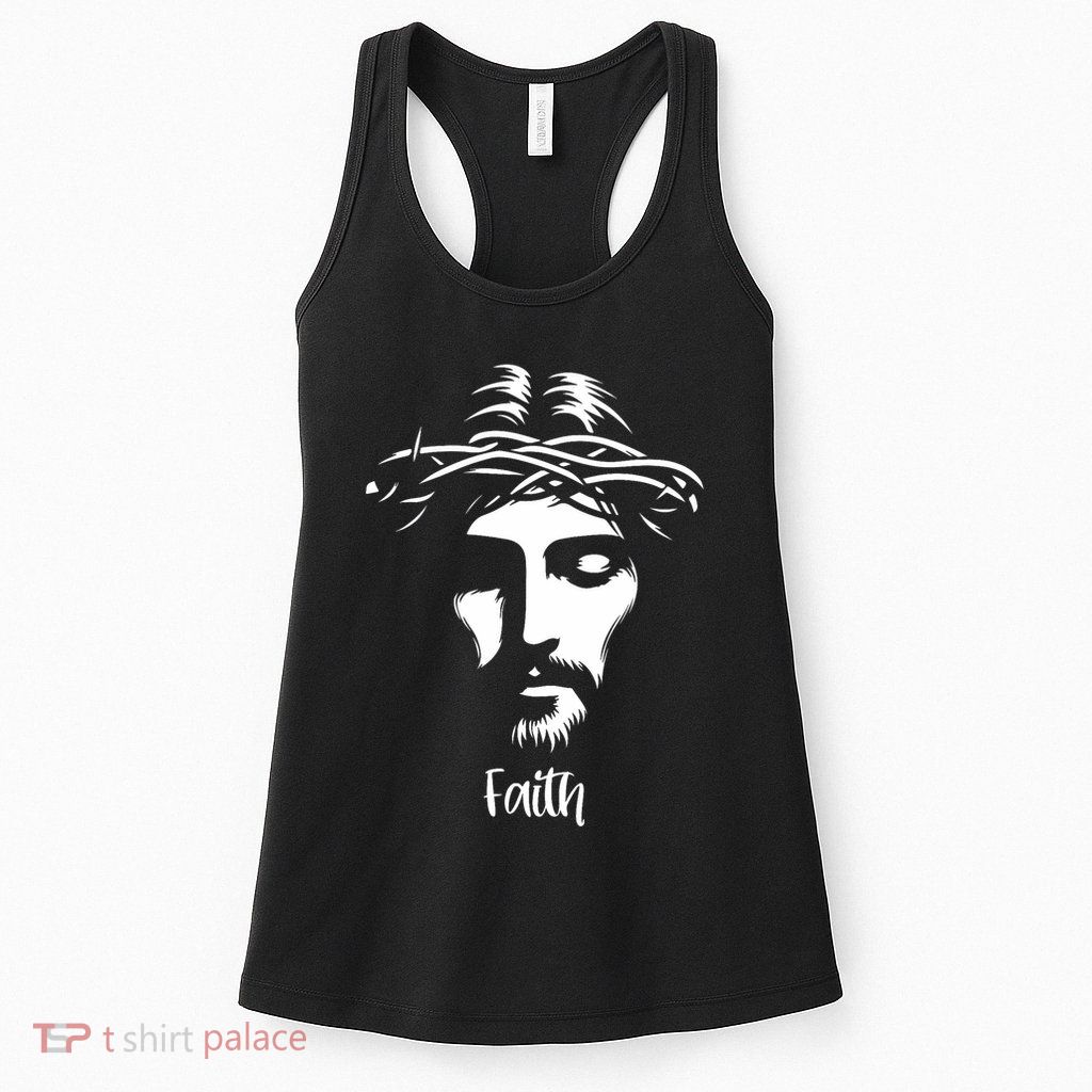 Beautiful Jesus Face Crown Of Thorns Christian Faith Peace Womens Tank Top