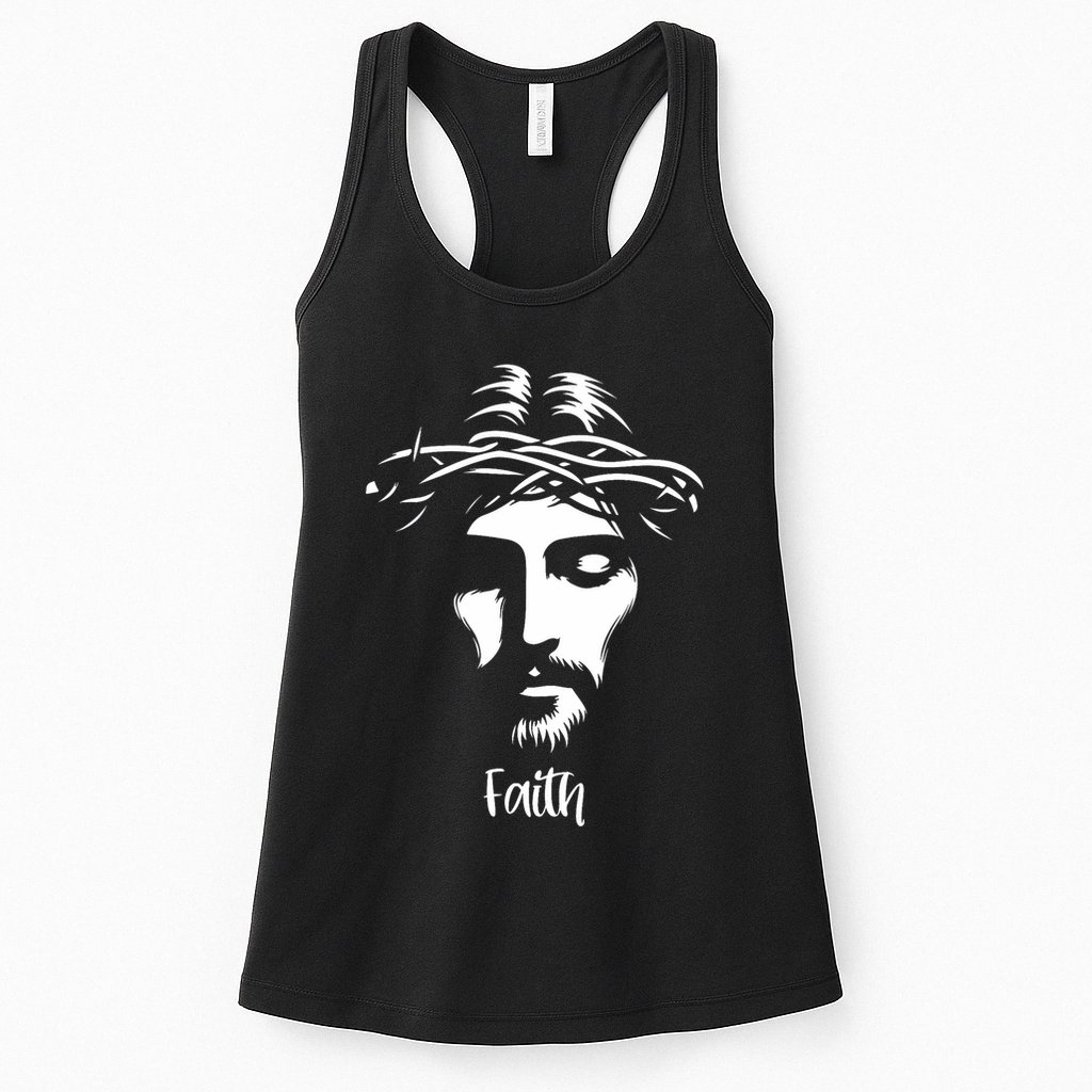 Beautiful Jesus Face Crown Of Thorns Christian Faith Peace Womens Tank Top