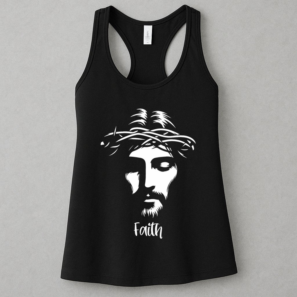 Beautiful Jesus Face Crown Of Thorns Christian Faith Peace Womens Tank Top