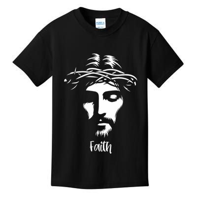 Beautiful Jesus Face Crown Of Thorns Christian Faith Peace Kids T-Shirt