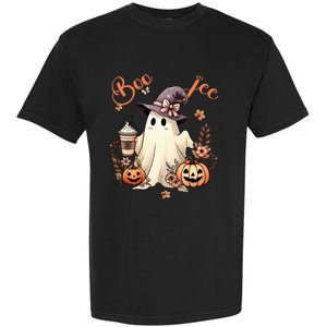 Boo Jee Ghost Drinking Coffee Coquette Bow Halloween Garment-Dyed Heavyweight T-Shirt