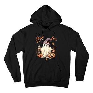 Boo Jee Ghost Drinking Coffee Coquette Bow Halloween Hoodie