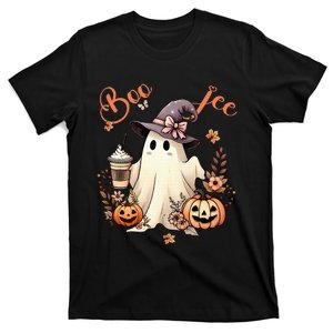 Boo Jee Ghost Drinking Coffee Coquette Bow Halloween T-Shirt