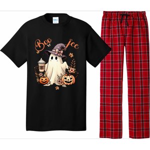 Boo Jee Ghost Drinking Coffee Coquette Bow Halloween Pajama Set