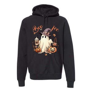 Boo Jee Ghost Drinking Coffee Coquette Bow Halloween Premium Hoodie