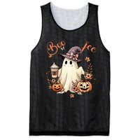 Boo Jee Ghost Drinking Coffee Coquette Bow Halloween Mesh Reversible Basketball Jersey Tank