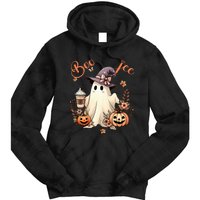 Boo Jee Ghost Drinking Coffee Coquette Bow Halloween Tie Dye Hoodie