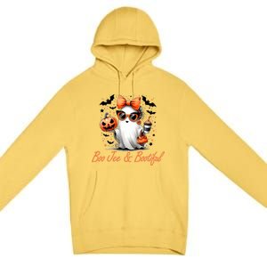 Boo Jee Ghost Ing Coffee Coquette Bow Halloween Cute Gift Premium Pullover Hoodie