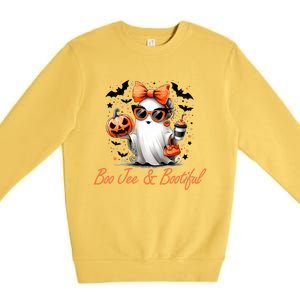 Boo Jee Ghost Ing Coffee Coquette Bow Halloween Cute Gift Premium Crewneck Sweatshirt