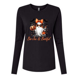 Boo Jee Ghost Ing Coffee Coquette Bow Halloween Cute Gift Womens Cotton Relaxed Long Sleeve T-Shirt