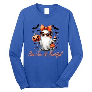 Boo Jee Ghost Ing Coffee Coquette Bow Halloween Cute Gift Long Sleeve Shirt