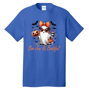 Boo Jee Ghost Ing Coffee Coquette Bow Halloween Cute Gift Tall T-Shirt