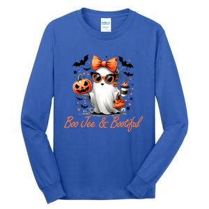 Boo Jee Ghost Ing Coffee Coquette Bow Halloween Cute Gift Tall Long Sleeve T-Shirt