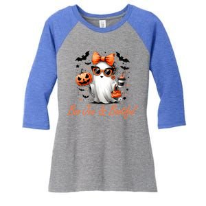 Boo Jee Ghost Ing Coffee Coquette Bow Halloween Cute Gift Women's Tri-Blend 3/4-Sleeve Raglan Shirt