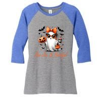 Boo Jee Ghost Ing Coffee Coquette Bow Halloween Cute Gift Women's Tri-Blend 3/4-Sleeve Raglan Shirt