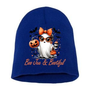 Boo Jee Ghost Ing Coffee Coquette Bow Halloween Cute Gift Short Acrylic Beanie