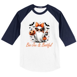 Boo Jee Ghost Ing Coffee Coquette Bow Halloween Cute Gift Baseball Sleeve Shirt