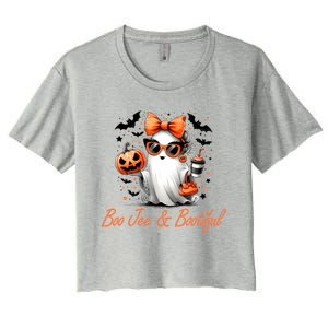 Boo Jee Ghost Ing Coffee Coquette Bow Halloween Cute Gift Women's Crop Top Tee