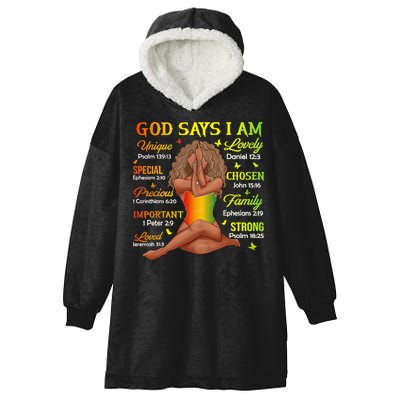 Black Juneteenth God Says I Am African History Hooded Wearable Blanket