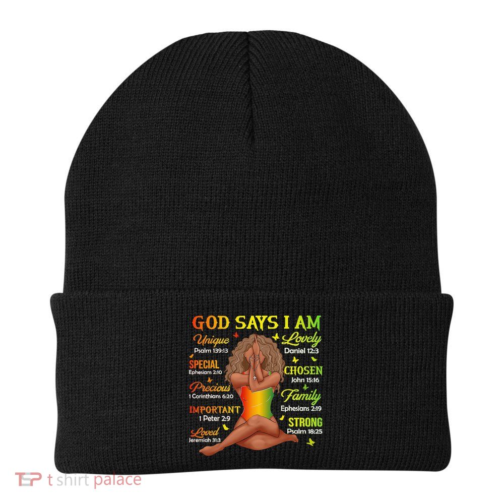 Black Juneteenth God Says I Am African History Beanie