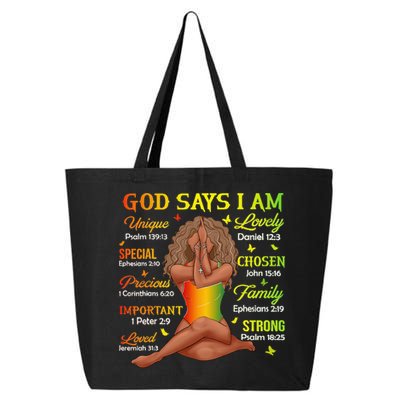 Black Juneteenth God Says I Am African History 25L Jumbo Tote